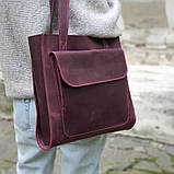 Стильна жіноча шкіряна сумка шопер BGS бордова 33*35*12 см BGS3060, фото 3