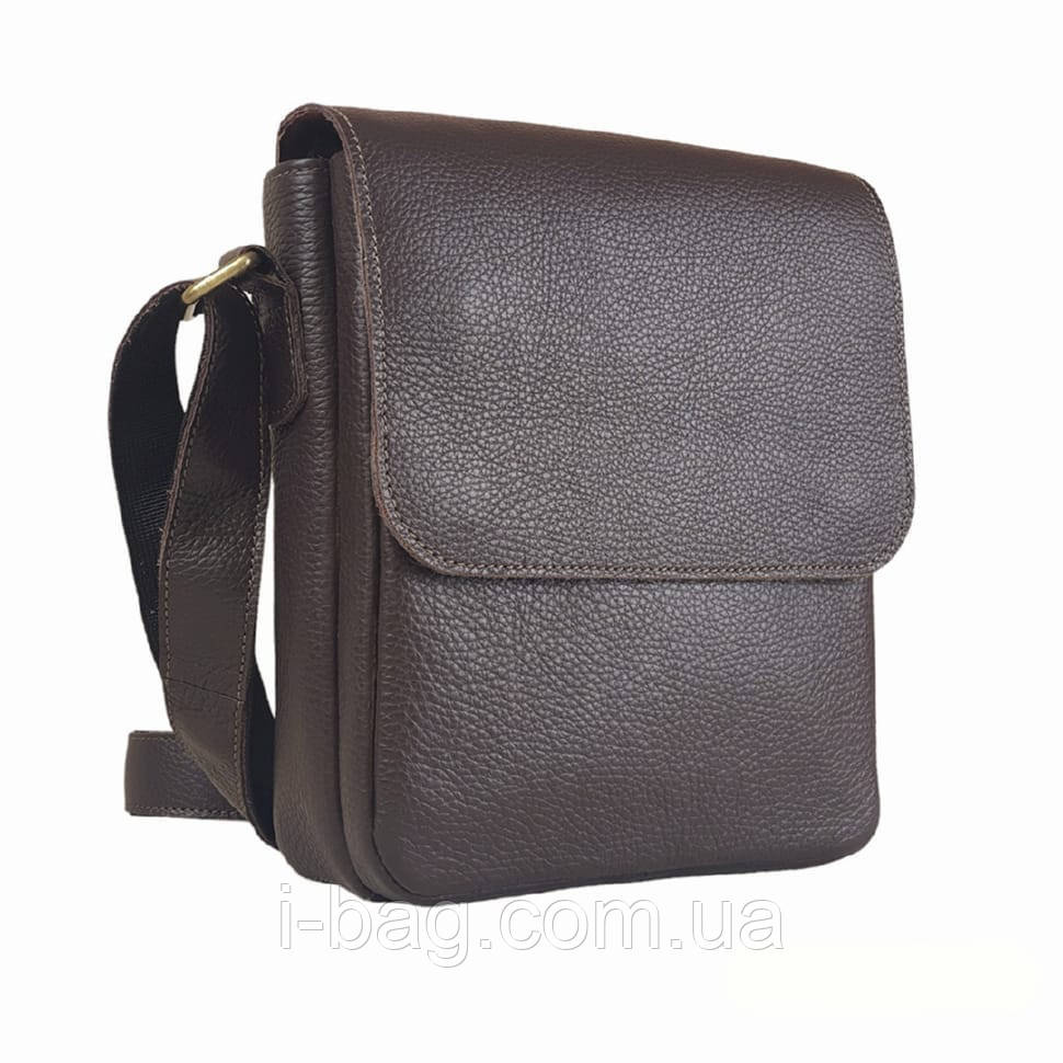 Сумка чоловіча шкіряна 2 відділи BGS 23*20*7 см коричнева флотар BGS3063, фото 1