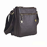 Сумка чоловіча шкіряна 2 відділи BGS 23*20*7 см коричнева флотар BGS3063, фото 3