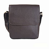 Сумка чоловіча шкіряна 2 відділи BGS 23*20*7 см коричнева флотар BGS3063, фото 7