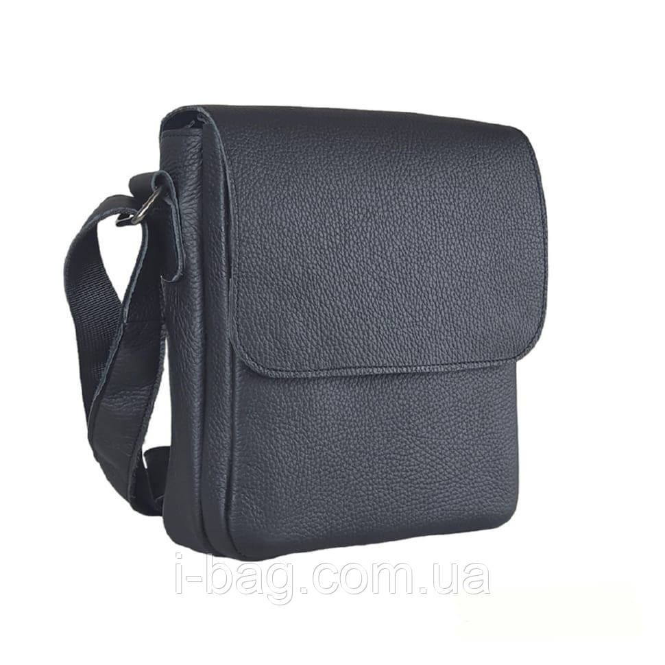 Сумка чоловіча шкіряна 2 відділи BGS 23*20*7 см чорна флотар BGS3064, фото 1
