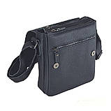 Сумка чоловіча шкіряна 2 відділи BGS 23*20*7 см чорна флотар BGS3064, фото 4