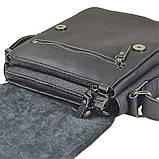 Сумка чоловіча шкіряна 2 відділи BGS 23*20*7 см чорна флотар BGS3064, фото 6