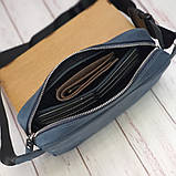 Чоловіча шкіряна сумка-бананка BGS синя BGS3070, фото 2