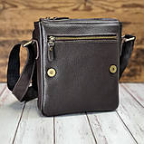 Чоловіча сумка шкіряна BGS флотар коричнева BGS3072, фото 4