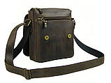 Чоловіча шкіряна сумка BGS з декоративною строчкою 23*20*7 см коричнева BGS3073, фото 8