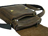 Чоловіча шкіряна сумка BGS з декоративною строчкою 23*20*7 см коричнева BGS3073, фото 10