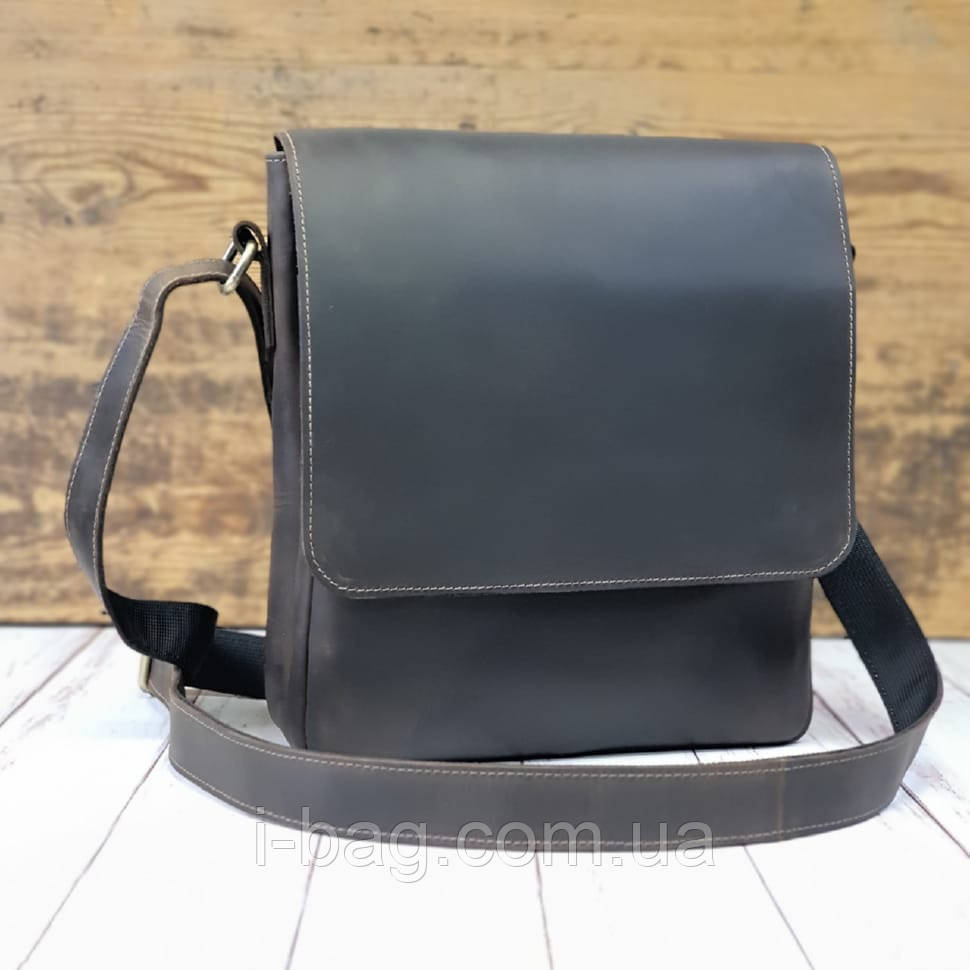 Чоловіча повсякденна шкіряна сумка BGS коричнева 28*24*7 см BGS3075, фото 1