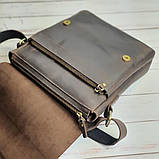 Чоловіча повсякденна шкіряна сумка BGS коричнева 28*24*7 см BGS3075, фото 3