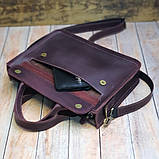 Шкіряна офісна сумка BGS бордового кольору BGS3079, фото 5