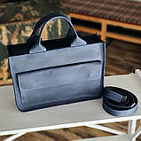 Жіноча шкіряна ділова сумка BGS синя BGS3080, фото 2