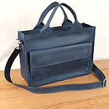 Жіноча шкіряна ділова сумка BGS синя BGS3080, фото 4