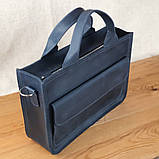 Жіноча шкіряна ділова сумка BGS синя BGS3080, фото 9