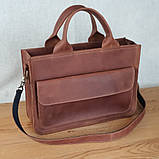 Жіноча шкіряна ділова сумка BGS коньячна BGS3082, фото 4
