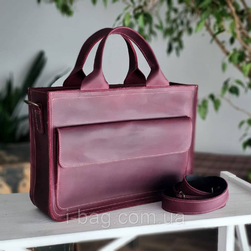 Жіноча шкіряна ділова сумка BGS бордова BGS3085, фото 1