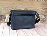 Чоловіча шкіряна сумка через плече BGS 35*24*8 см чорна BGS3086, фото 3