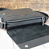 Чоловіча шкіряна сумка через плече BGS 35*24*8 см чорна BGS3086, фото 4