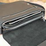 Чоловіча шкіряна сумка через плече BGS 35*24*8 см чорна BGS3086, фото 5