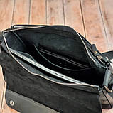 Чоловіча шкіряна сумка через плече BGS 35*24*8 см чорна BGS3086, фото 8