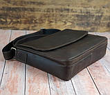 Чоловіча шкіряна сумка через плече BGS 35*24*8 см коричнева BGS3087, фото 3