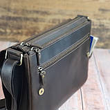 Чоловіча шкіряна сумка через плече BGS 35*24*8 см коричнева BGS3087, фото 4