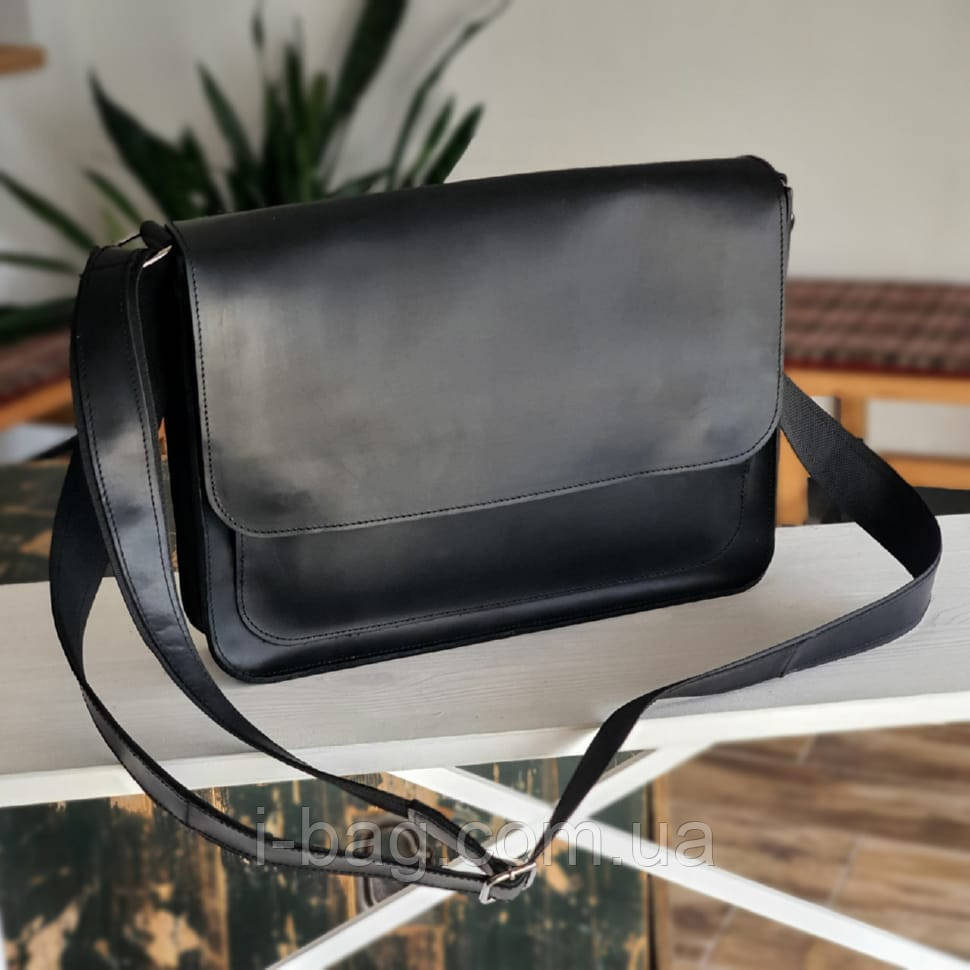 Чоловіча шкіряна сумка для документів А4 BGS чорна BGS3088, фото 1