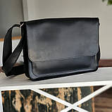 Чоловіча шкіряна сумка для документів А4 BGS чорна BGS3088, фото 2