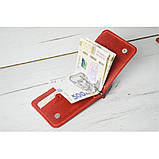 Шкіряний гаманець з притиском для грошей і монетницею BGS 12,5*8,5 см червоний BGS3089, фото 2