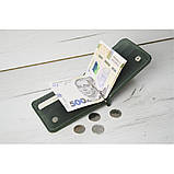 Шкіряний гаманець з притиском для грошей і монетницею BGS 12,5*8,5 см зелений BGS3090, фото 2