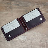 Шкіряний гаманець з притиском для грошей BGS 12,5*8,5 см бордовий BGS3091, фото 2