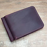 Шкіряний гаманець з притиском для грошей BGS 12,5*8,5 см бордовий BGS3091, фото 4