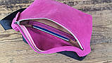 Жіноча шкіряна сумка на пояс бананка BGS фуксія BGS3099, фото 4