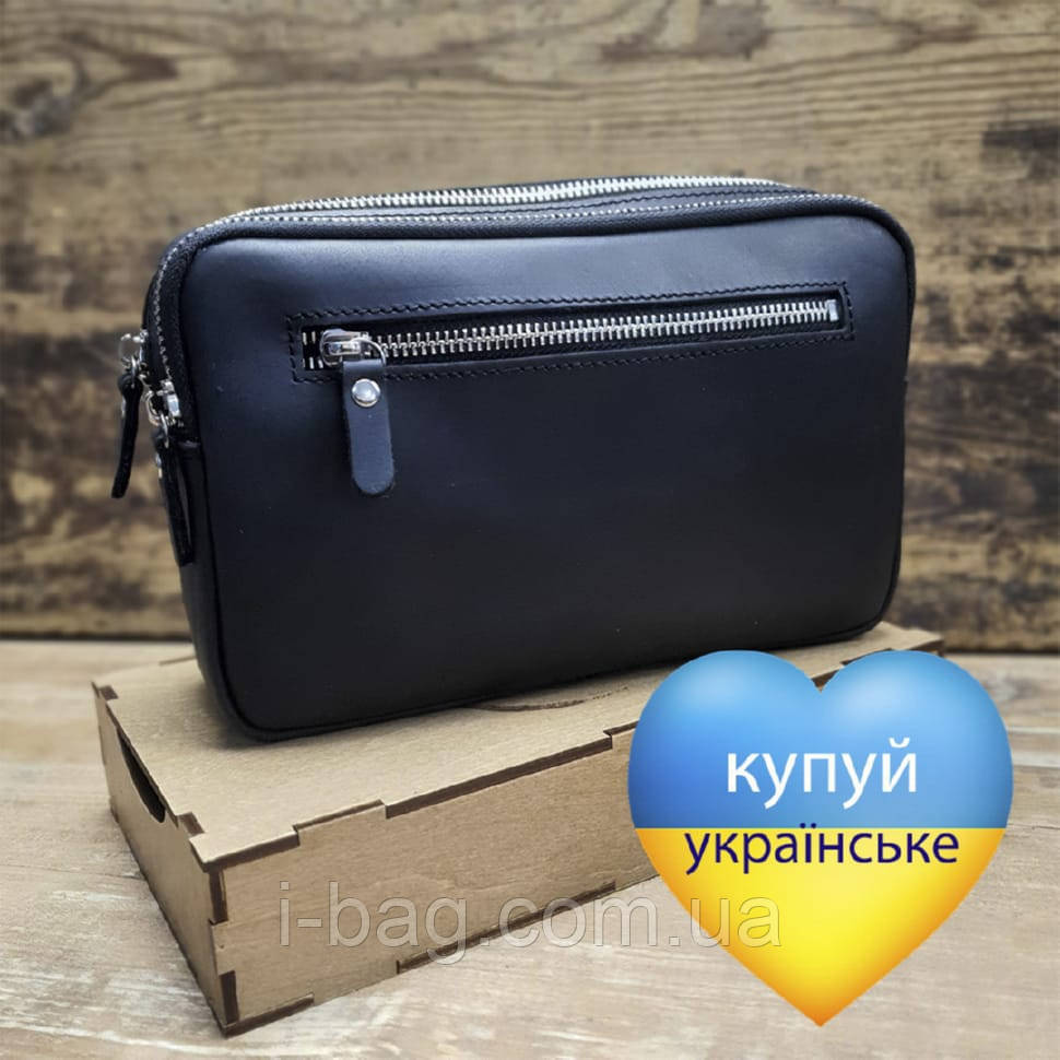 Чоловіча шкіряна сумка клатч BGS чорна BGS3104, фото 1