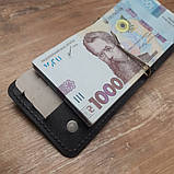 Чоловічий шкіряний гаманець затиск для грошей BGS чорний BGS3106, фото 5