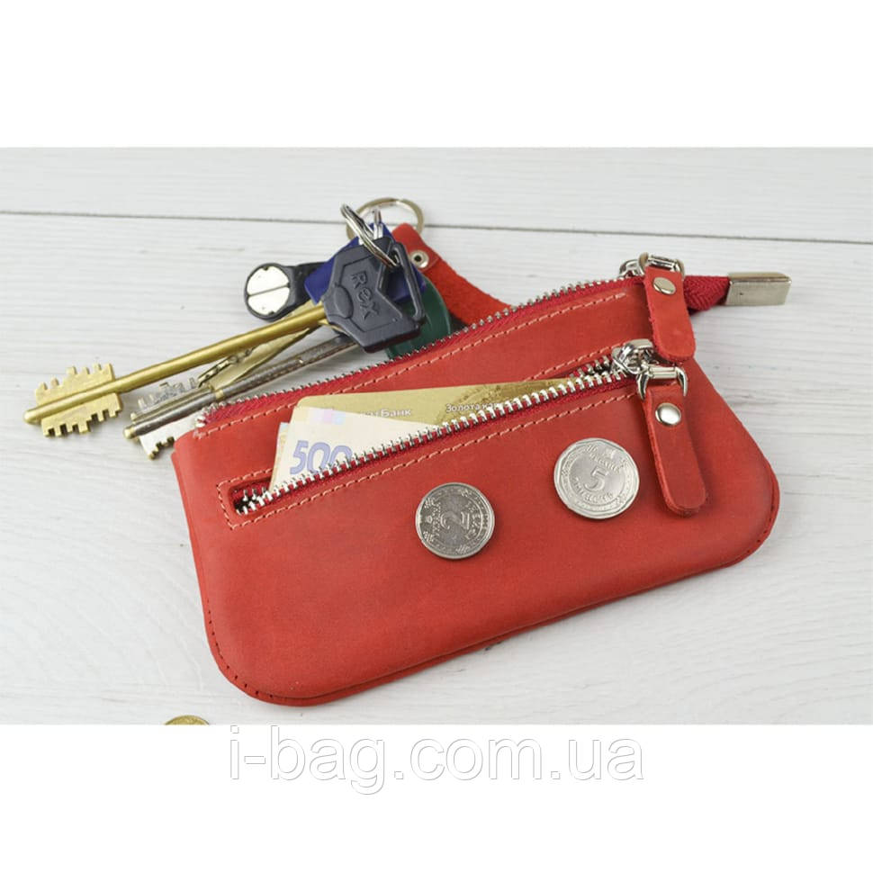 Шкіряна ключниця BGS червоного кольору BGS3107, фото 1