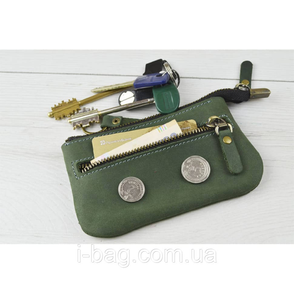 Шкіряна ключниця BGS зеленого кольору BGS3108, фото 1