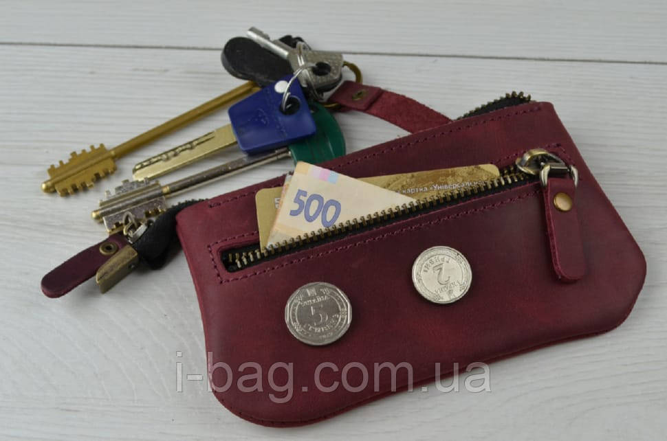 Шкіряна ключниця BGS бордового кольору BGS3109, фото 1
