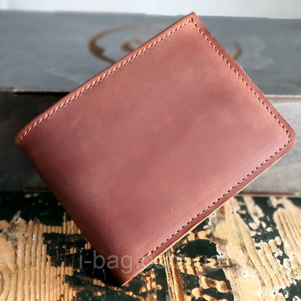 Стильний чоловічий шкіряний гаманець BGS 9*12 см коньячний рудий BGS3114, фото 1