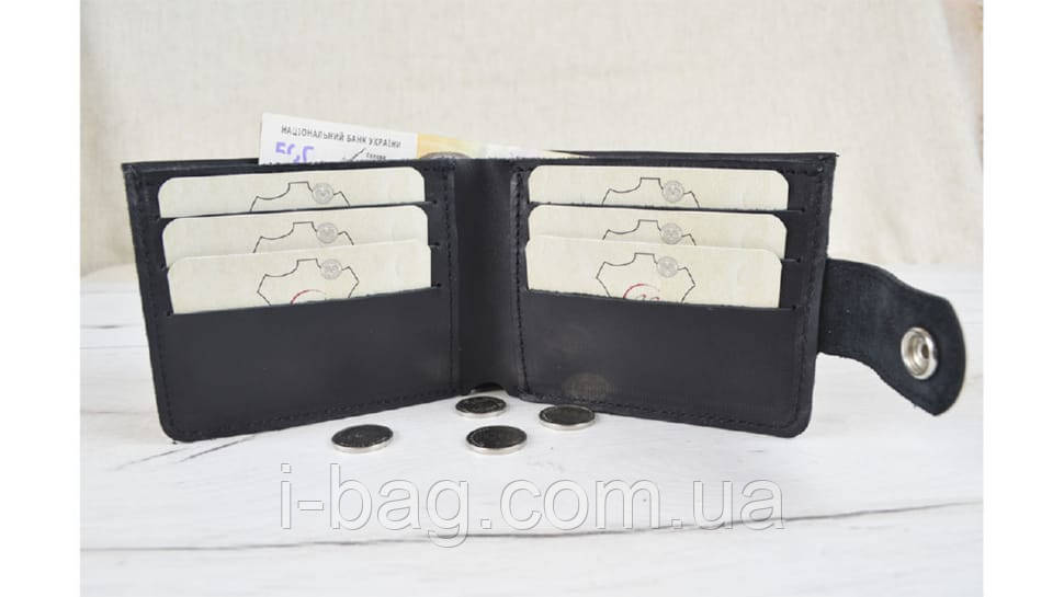 Шкіряний гаманець портмоне BGS 9*12см чорний BGS3123, фото 1