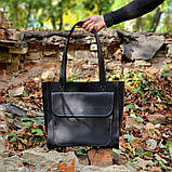 Стильна жіноча шкіряна сумка шопер BGS чорна 33*35*12 см BGS3129, фото 2