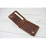 Шкіряний затиск для грошей з монетницею BGS 8.5*12.5 см коньячний BGS3166, фото 4