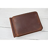 Шкіряний затиск для грошей з монетницею BGS 8.5*12.5 см коньячний BGS3166, фото 3