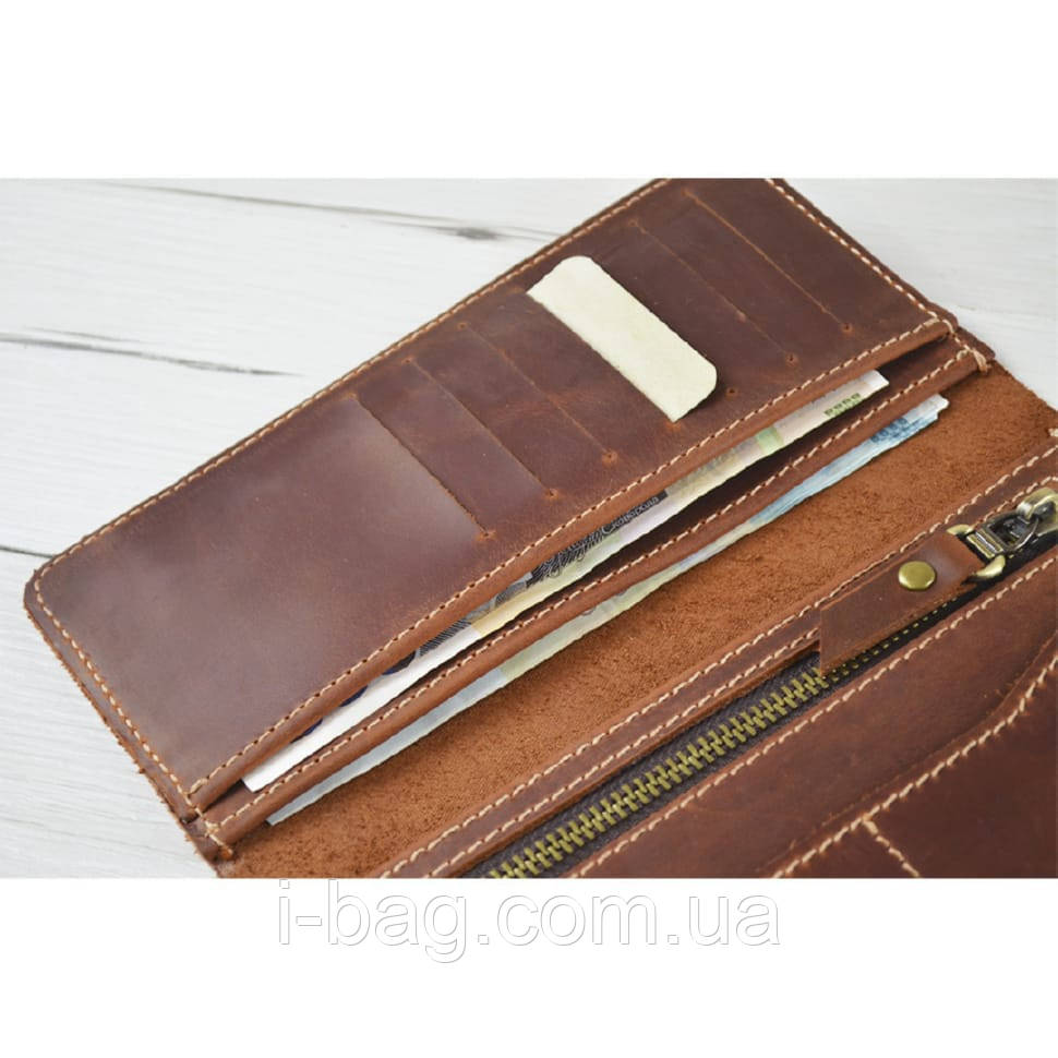 Жіночий шкіряний гаманець з монетницею на блискавці BGS коньячний BGS3189, фото 1