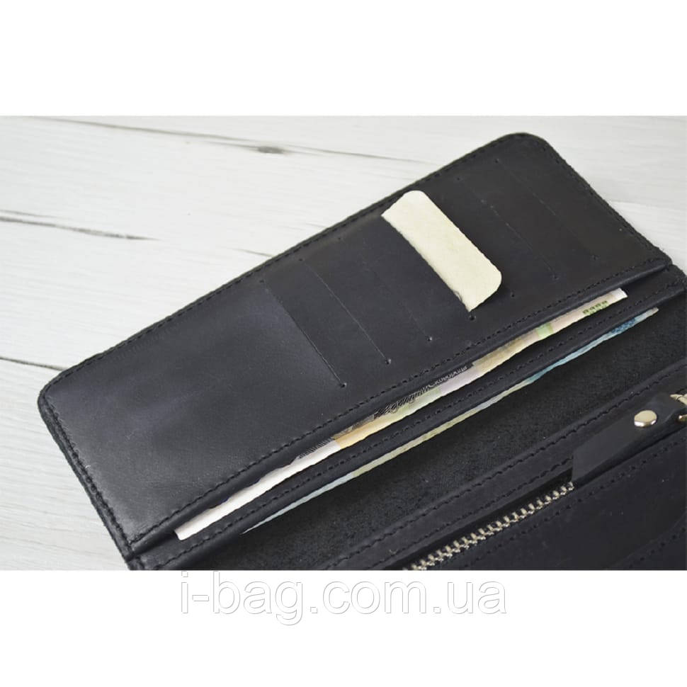 Жіночий шкіряний гаманець з монетницею на блискавці BGS чорний BGS3133, фото 1