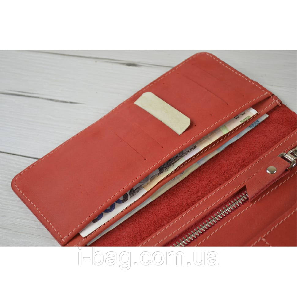 Жіночий шкіряний гаманець з монетницею на блискавці BGS червоний BGS3134, фото 1
