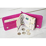 Шкіряний гаманець з притиском для грошей BGS 12,5*8,5 см фуксія рожевий BGS3137, фото 2