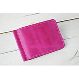 Шкіряний гаманець з притиском для грошей BGS 12,5*8,5 см фуксія рожевий BGS3137, фото 3