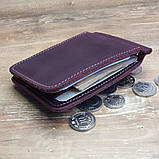 Шкіряний гаманець з притиском для грошей і монетницею BGS 12,5*8,5 см бордовий BGS3139, фото 6