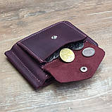 Шкіряний гаманець з притиском для грошей і монетницею BGS 12,5*8,5 см бордовий BGS3139, фото 7