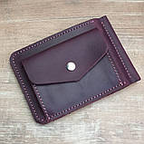 Шкіряний гаманець з притиском для грошей і монетницею BGS 12,5*8,5 см бордовий BGS3139, фото 8